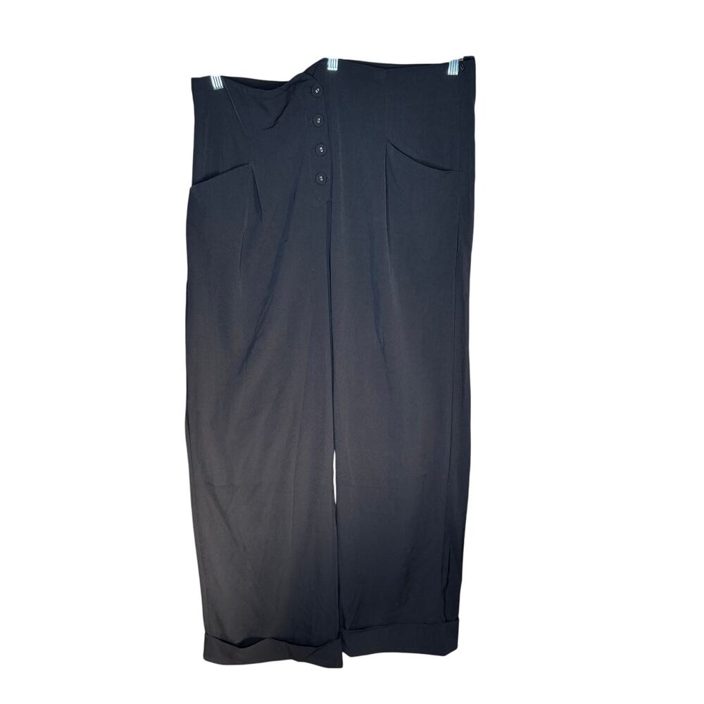 Unique Vintage Black Wide Leg  Pants with Cuffs 2X 18 NWOT